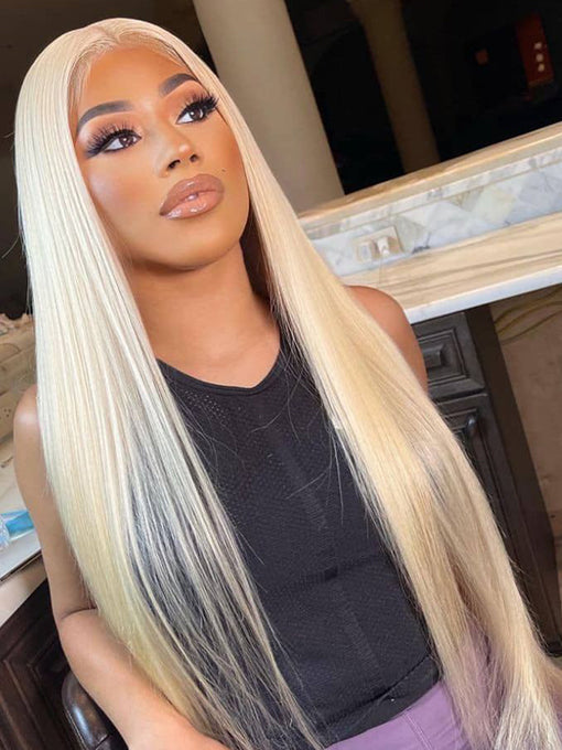 IRoyal Hair 613 Blonde Wig 40Inches Straight Human Hair Wig Lace Closure Wigs