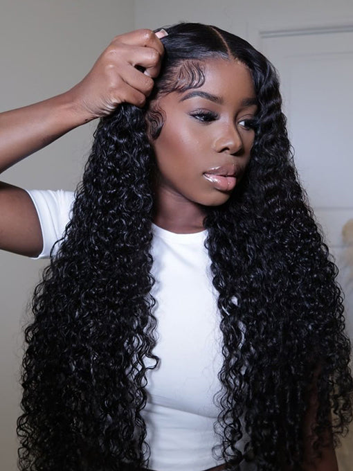 IRoyal Hair 180% Density Deep Wave V Part Wig Glueless Wig Machine Made Human Hair Wigs