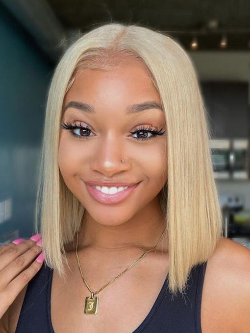 IRoyal Hair Short Cuts 613 Blonde Straight Hair 13x4 Lace Font Bob Wigs Human Hair