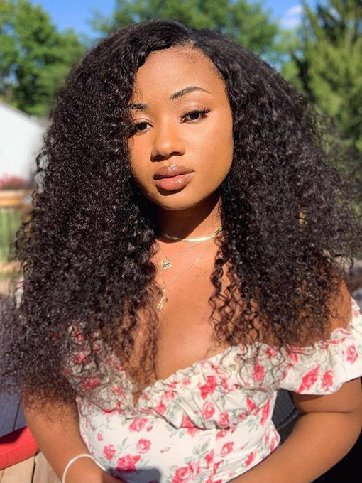 IRoyal Hair Kinky Curly Wig V Part Wig Glueless Wig Machine Made Human Hair Wigs