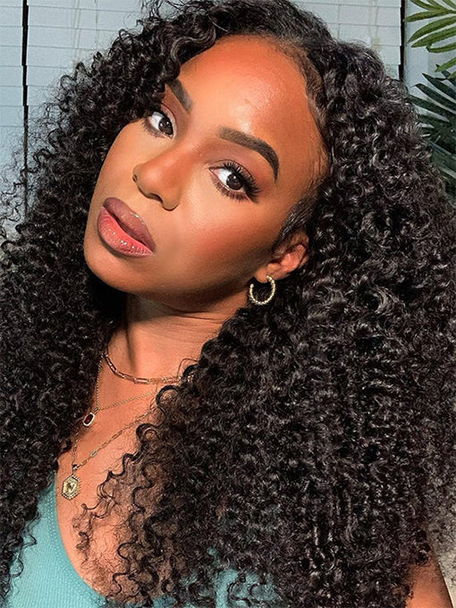 IRoyal Hair Kinky Curly Wig V Part Wig Glueless Wig Machine Made Human Hair Wigs