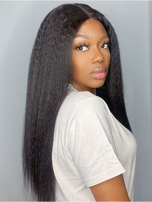 IRoyal Hair Premium 13x4 HD Lace Kinky Straight Human Hair Wig for Black Women
