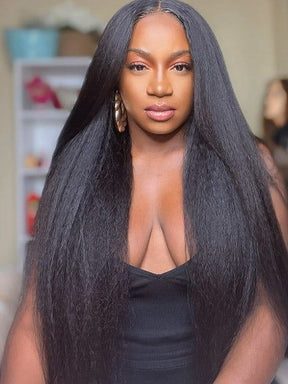 IRoyal Hair Premium 13x4 HD Lace Kinky Straight Human Hair Wig for Black Women