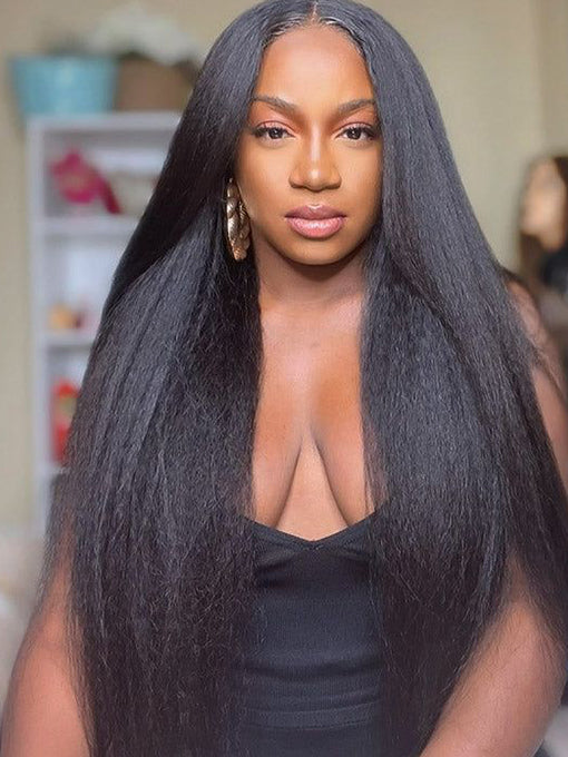 IRoyal Hair Premium 13x4 HD Lace Kinky Straight Human Hair Wig for Black Women