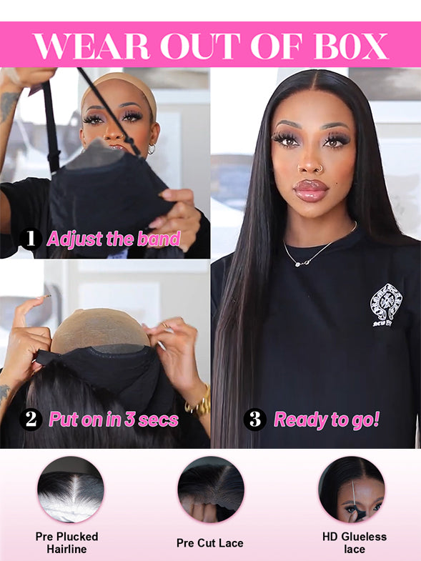 IRoyal Glueless Straight Wear Go 5x5 HD Lace Wig With Pre-plucked Edges