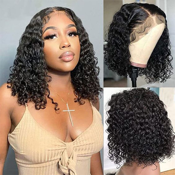 IRoyal Hair Deep Wave Hair 13x4/13x6 Lace Front Bob Wigs 150 Density Human Hair Pre Plucked Wig
