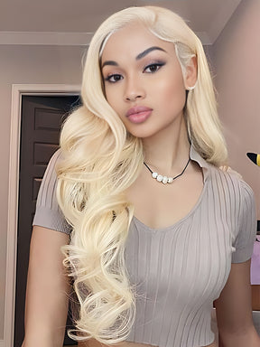 613 Blonde Body Wave Virgin Hair Lace Wigs Human Hair Pre Plucked Wig