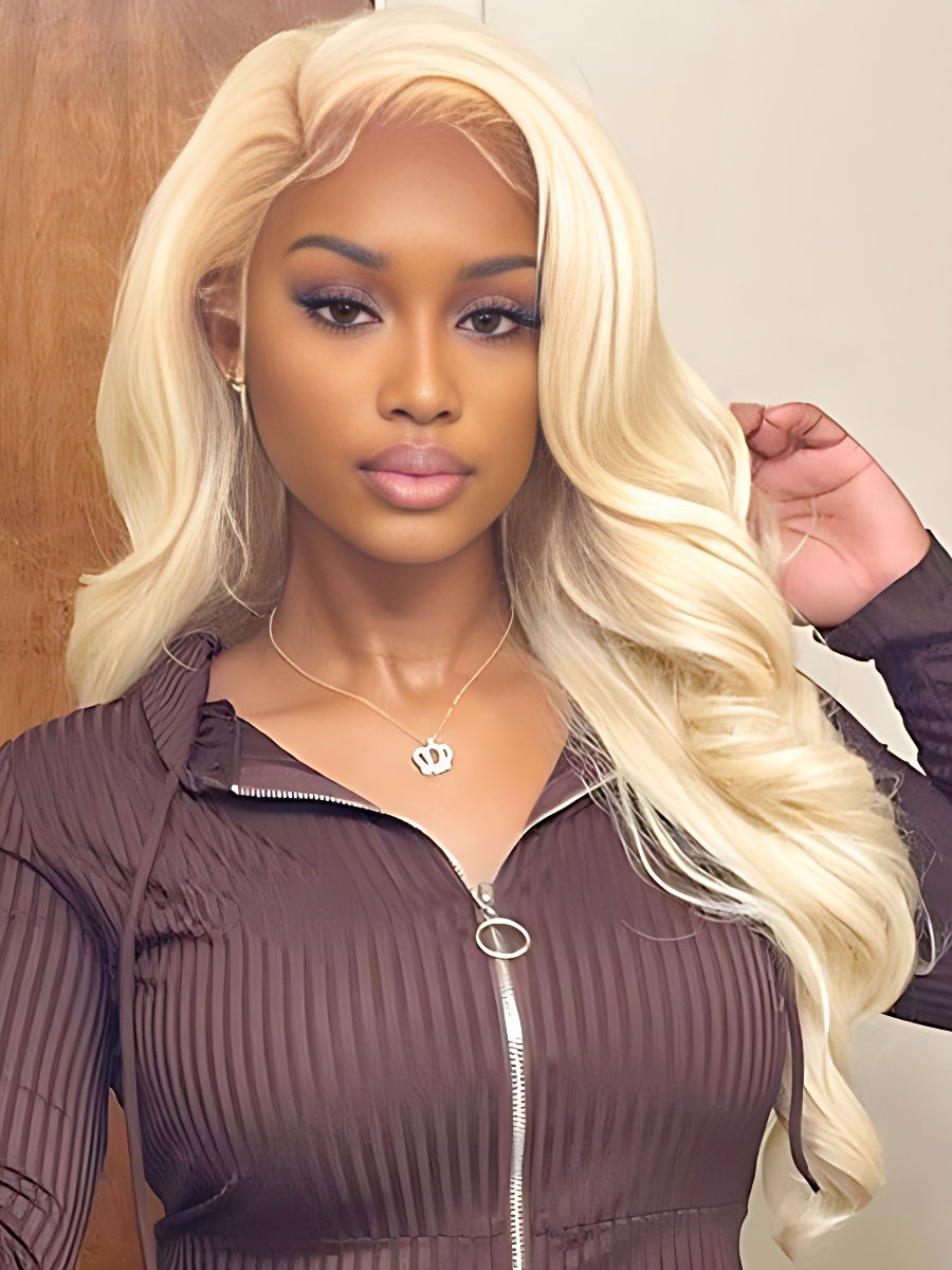 613 Blonde Body Wave Virgin Hair Lace Wigs Human Hair Pre Plucked Wig