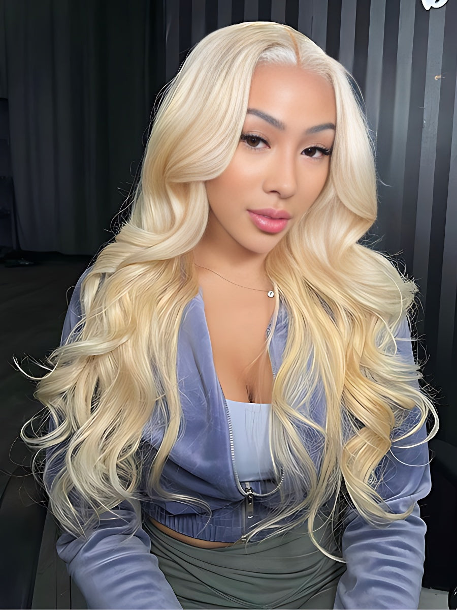 613 Blonde Body Wave Virgin Hair Lace Wigs Human Hair Pre Plucked Wig