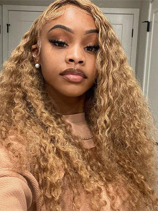 IRoyal Hair #27 Water Wave Hair 13x4 Lace Front Wigs Pre Plucked Honey Blonde Color
