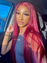 99J Burgundy Color Straight Wig 4x4 HD Lace Frontal Human Hair Wig Pre Plucked