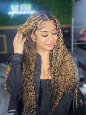 IRoyal Hair Highlight Human Hair Lace Front Wigs Deep Wave P4/27 Ombre Lace Front Wigs