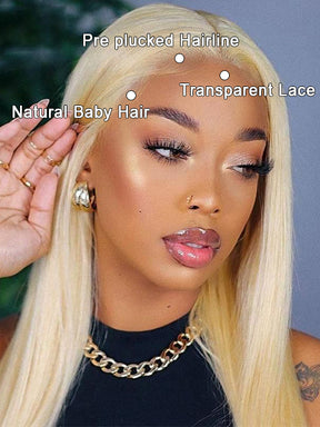 IRoyal Hair 613 Blonde Wig 40Inches Straight Human Hair Wig Lace Closure Wigs