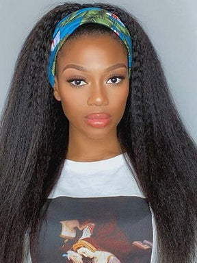 IRoyal Hair Kinky Straight Headband Wigs Human Hair Half Wig 180% Density Glueless Wig