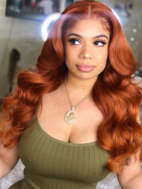 Ginger Pumpkin Orange Color Wig Body Wave 13x4 Lace Front Human Hair Wigs