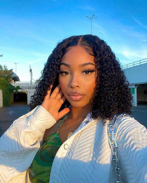 Glueless Kinky Curly bob Wear Go 5x5 HD Lace Wig With Pre-plucked Edges