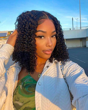 Glueless Kinky Curly bob Wear Go 5x5 HD Lace Wig With Pre-plucked Edges