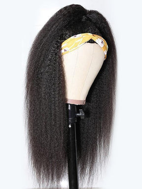 IRoyal Hair Kinky Straight Headband Wigs Human Hair Half Wig 180% Density Glueless Wig