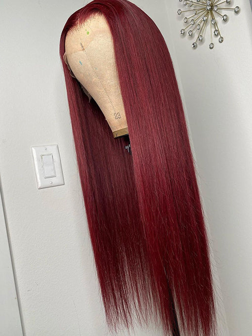 IRoyal Hair 99J Burgundy Color Wig 13x4 Lace Straight Hair Wigs