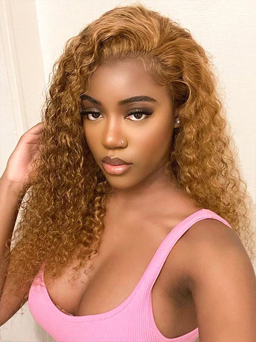 IRoyal Hair #27 Water Wave Hair 13x4 Lace Front Wigs Pre Plucked Honey Blonde Color