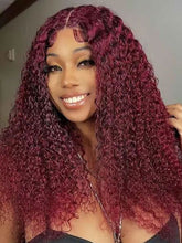 IRoyal Hair 99J Burgundy Color Kinky Curly Wig 13x4/13x6 Human Hair Wigs
