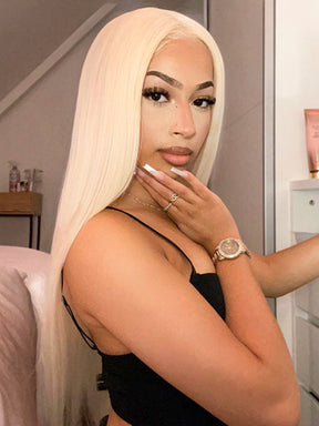 IRoyal Hair 613 Blonde Wig 40Inches Straight Human Hair Wig Lace Closure Wigs