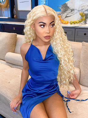 613 Blonde Kinky Curly Human Hair Wigs 13x4 Lace Front Wigs