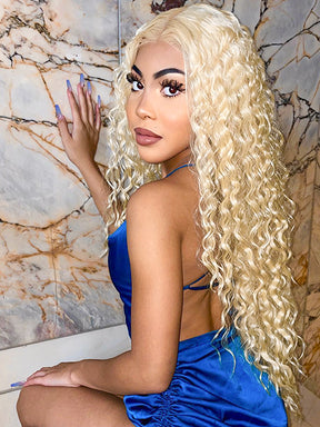 613 Blonde Kinky Curly Human Hair Wigs 13x4 Lace Front Wigs