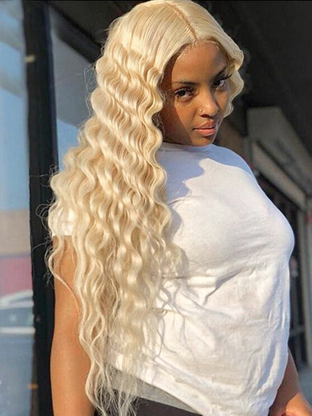 613 Blonde Water Wave Hair 13x4 Lace Front Wigs Natural Hairline Honey Blonde Hair