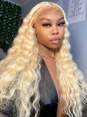 613 Blonde Water Wave Hair 13x4 Lace Front Wigs Natural Hairline Honey Blonde Hair - IRoyal Hair