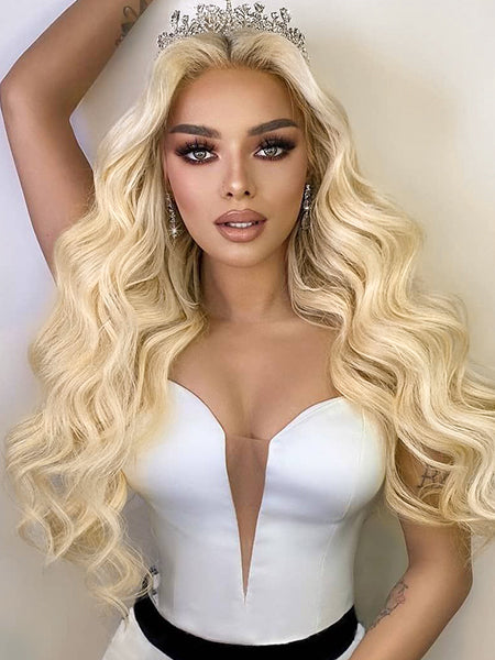 613 Blonde Body Wave Virgin Hair Lace Wigs Human Hair Pre Plucked Wig