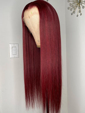 IRoyal Hair 99J Burgundy Color Wig 13x4 Lace Straight Hair Wigs