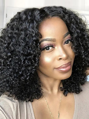 IRoyal Hair Kinky Curly Lace Front Bob Wigs 150% Human Hair Pre Plucked Wig With 13x4/13x6 Lace Frontal