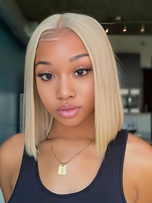 IRoyal Hair Short Cuts 613 Blonde Straight Hair 13x4 Lace Font Bob Wigs Human Hair