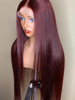 IRoyal Hair 99J Burgundy Color Wig 13x4 Lace Straight Hair Wigs