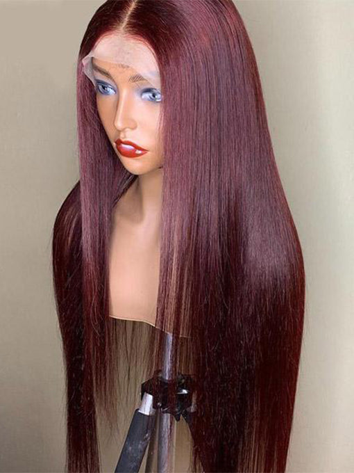 IRoyal Hair 99J Burgundy Color Wig 13x4 Lace Straight Hair Wigs