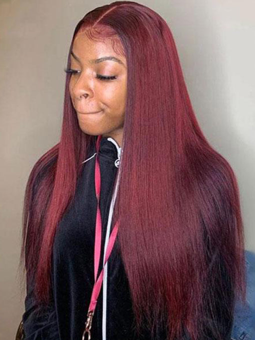 IRoyal Hair 99J Burgundy Color Wig 13x4 Lace Straight Hair Wigs
