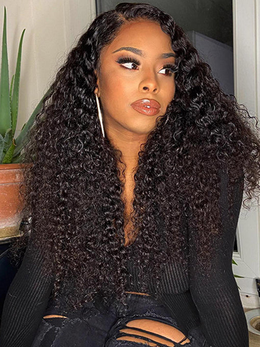 IRoyal Kinky Curly Glueless Wig Wear Go 4x6 HD Lace Pre Cut Lace Closure Wig