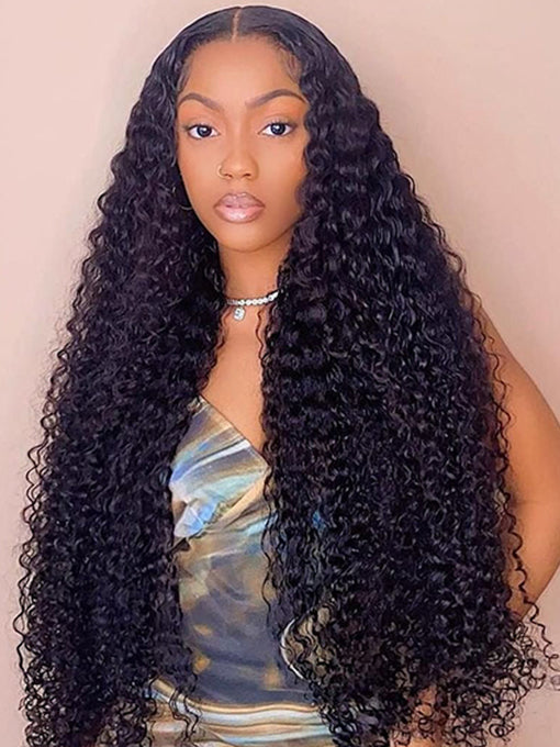 Pre Cut 13x4 Lace Frontal HD Glueless Wigs Italy Curl Human Hair