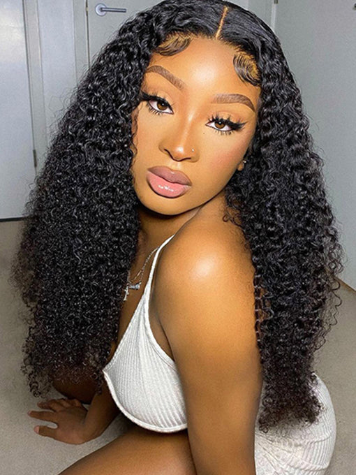 Pre Cut 13x4 Lace Frontal HD Glueless Wigs Italy Curl Human Hair