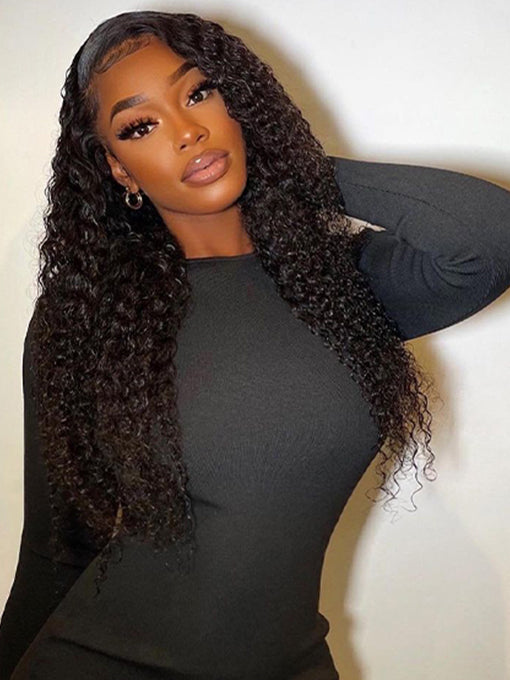 Wear & Go Kinky Curly Pre-plucked Pre-Cut 5x5 Glueless Lace Frontal Curly Wig
