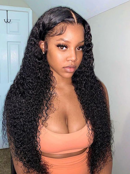 Wear & Go Kinky Curly Pre-plucked Pre-Cut 5x5 Glueless Lace Frontal Curly Wig