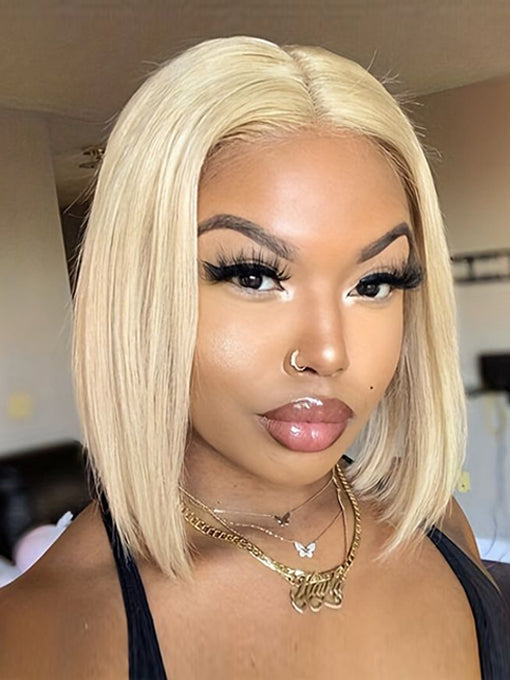 613 Blonde Color Bob Wigs Straight Hair 4x4/5x5 Lace Closure Bob Wigs