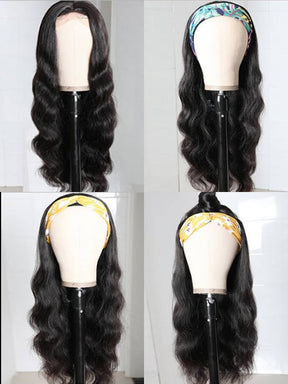 IRoyal Hair Glueless Headband Wigs 180% Density Body Wave Human Hair Half Wigs