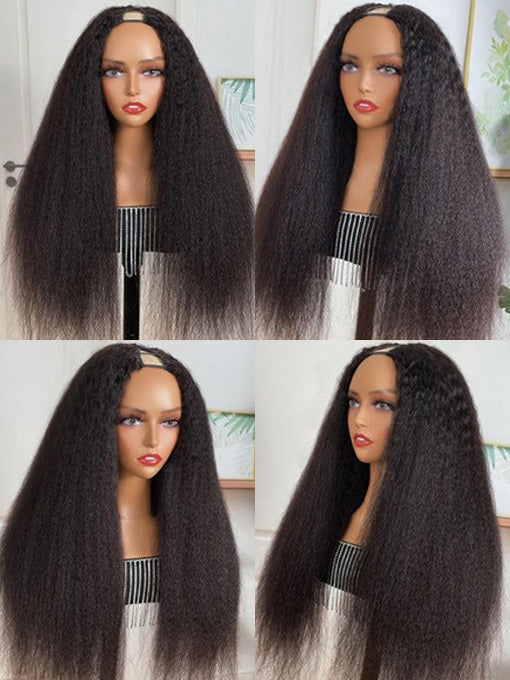 IRoyal Hair Kinky Straight U Part Hair Wig Glueless Yaki Wig Brazilian Human Hair U part Wigs For WomenIRoyal Hair Kinky Straight U Part Hair Wig Glueless Yaki Wig Brazilian Human Hair U part Wigs For Women