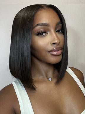 IRoyal Hair Short Cut Bob Wigs Straight Real Hair 13x4 Lace Front Wig Pre-plucked