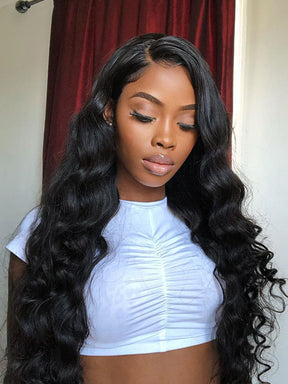 IRoyal Hair Hot Style Body Wave Hair Pre Plucked Wig 4x4 Transparent Lace Closure Wigs
