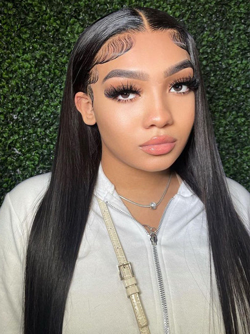 IRoyal Hair Silky Straight Hair 5x5 Transparent Lace Closure Wigs Pre Plucked For Women
