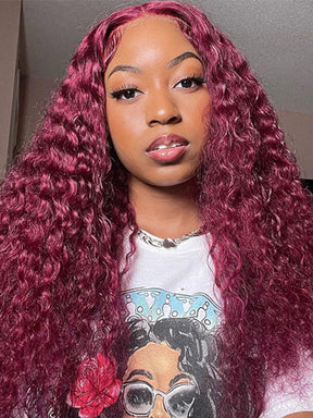 IRoayl Hair 13x4 Water Wave Hair Transparent Lace Front Wigs Pre Plucked Curly Hair