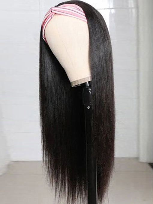 IRoyal Hair Silk Straight Hair Headband Wig Throw And Go Non Lace Wigs Glueless Wig